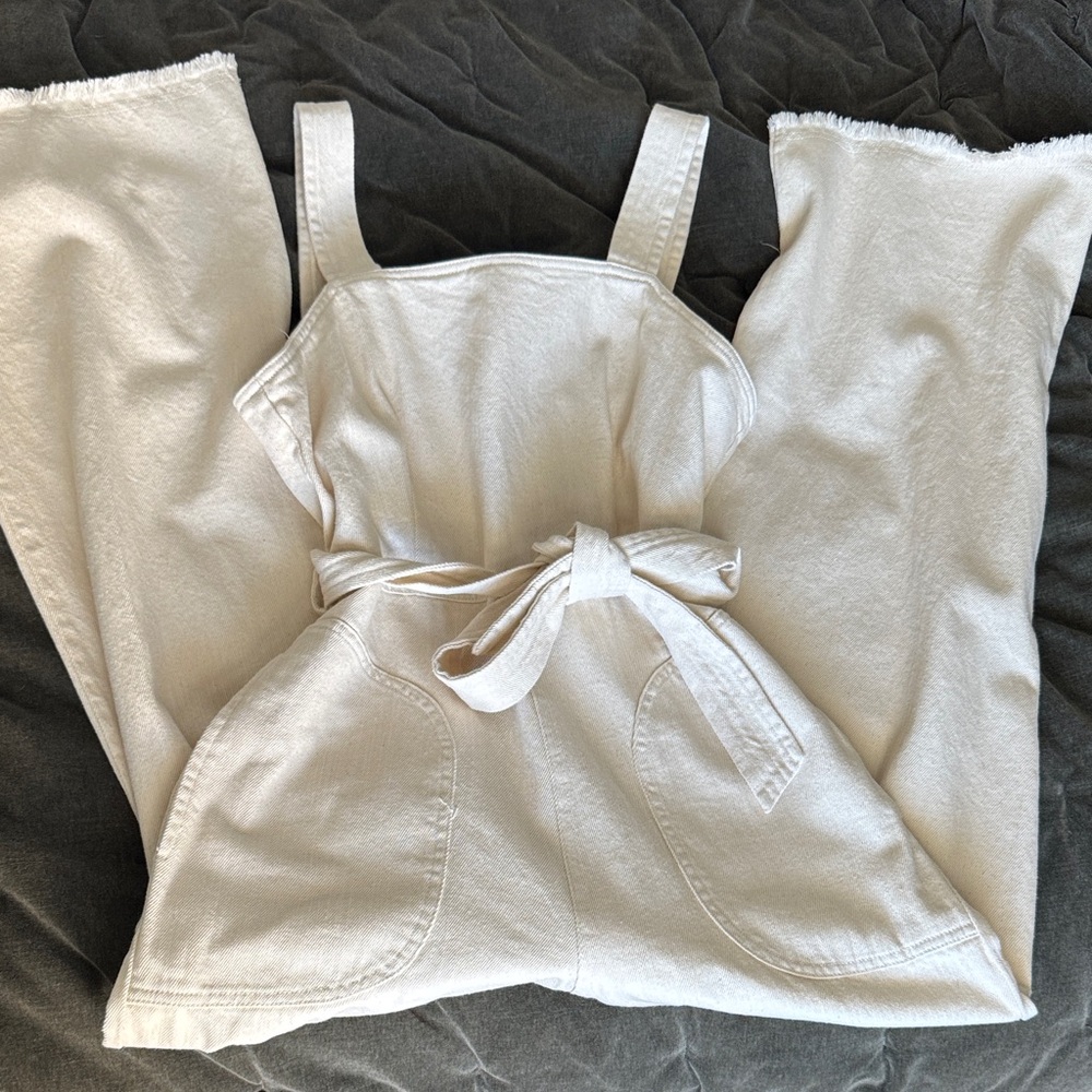 Sage the Label Cream Belted Jumpsuit